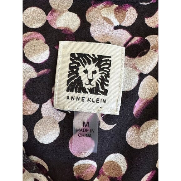 Anne Klein Multicolor Crew Neck 1/4-Button Up Long Sleeve Shift Dress Women Sz M - Picture 10 of 12